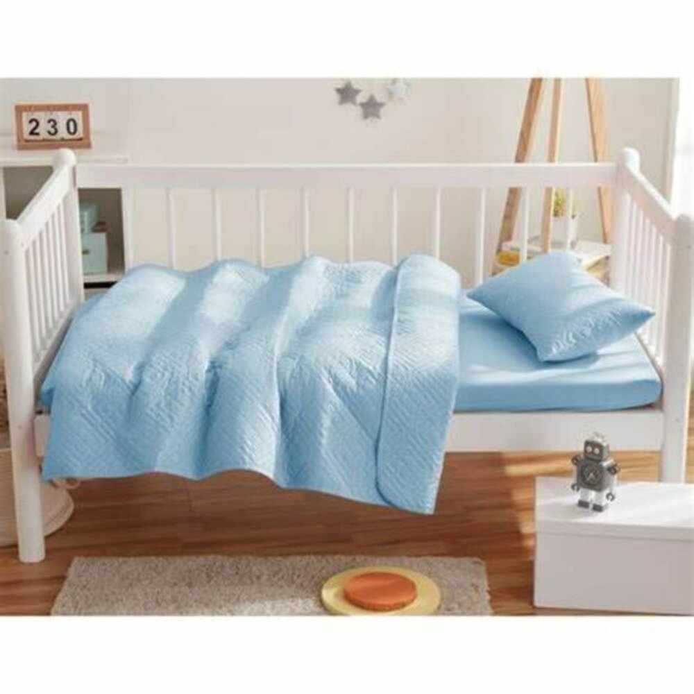 Toddler 3 Piece Quilted Coverlet Set Blue